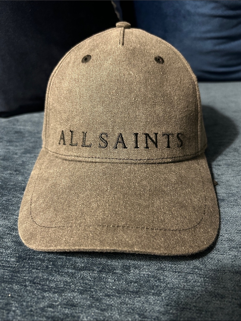 ALLSAINTS Logo Baseball Cap Adjustable Hat Dark Grey Cotton Twill NWOT